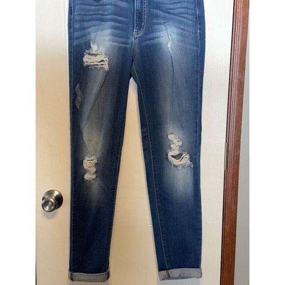 KANCAN HI-RISE ANKLE SKINNY DISTRESSD JEANS KC8342MSize 28 - Picture 12 of 14